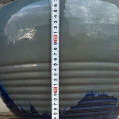 【★引き取り限定】 火鉢 青緑色 陶器製 プランター メダカ鉢 水鉢 古民具 昭和レトロの画像