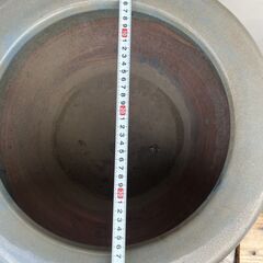 【★引き取り限定】 火鉢 青緑色 陶器製 プランター メダカ鉢 水鉢 古民具 昭和レトロの画像