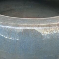 【★引き取り限定】 火鉢 青緑色 陶器製 プランター メダカ鉢 水鉢 古民具 昭和レトロの画像