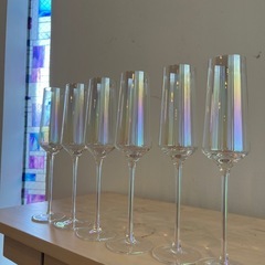 レインボー　シャンパングラス6脚の画像