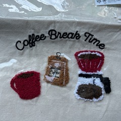 コーヒー刺繍の巾着の画像