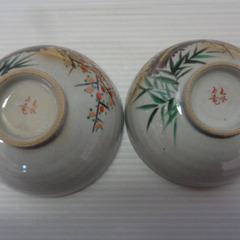 ☆▲九谷焼　夫婦茶碗　湯呑　茶碗　和食器　箱付き　fの画像