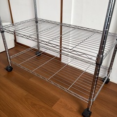 ハンガースチールラック　スチールシェルフ　ワードローブ ハンガーラック 3段 幅90cmモデルの画像