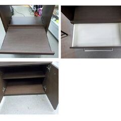 フナモコ レンジカウンター レンジ台 コンセント付き ダークブラウン 幅60×奥行44.5×高さ97.5㎝ ミドルレンジボード 西岡店の画像