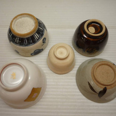 ☆▲寄せ酒盃揃い　酒器　お猪口　盃　酒盃　ぐい呑み　陶器　5個　セット　eの画像