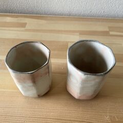 たち吉　面取夫婦湯呑　　陶器　ペア茶碗の画像
