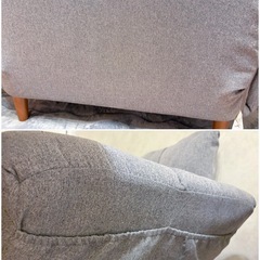 カウチソファ (グレー/リクライニング) 2人掛け ソファ リクライニングソファー 肘掛けの画像