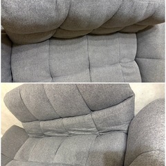 カウチソファ (グレー/リクライニング) 2人掛け ソファ リクライニングソファー 肘掛けの画像