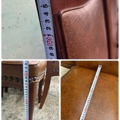 MARUNI マルニ ダイニングチェア 6脚 セット 手摺付 アンティーク 鋲付 椅子 家具 の画像