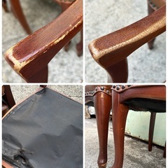 MARUNI マルニ ダイニングチェア 6脚 セット 手摺付 アンティーク 鋲付 椅子 家具 の画像