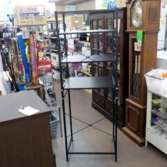 キッチンラック 幅60×奥行45×高さ170.5㎝ ダークブラウン 3段ラック キッチン収納ラック ゴミ箱上収納 西岡店の画像