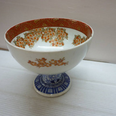 ☆▲杯洗　骨董　アンティーク　古伊万里？　伊万里　器　染付　蝶々　花　高さ 16㎝　飾り　インテリア　eの画像