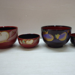 ☆▲椀　お椀　食器　丼ぶり　蕪　ナス　大小　セット　e　の画像