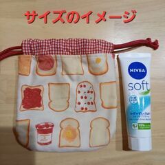 ⚠️0円出品⚠️巾着袋3つ(ハンドメイドの物)(猫柄・トースト柄)の画像