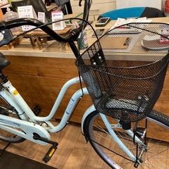 【前後タイヤ・チューブ新品！】シングルギア　26インチ自転車　パステルブルーの画像