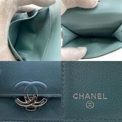 シャネル CHANEL 三つ折り財布 ココマーク ライトブルーの画像