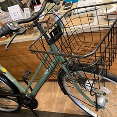 【チェーン新品！】 LEDオートライト　6段変速　27インチ自転車　マットモスグリーンの画像