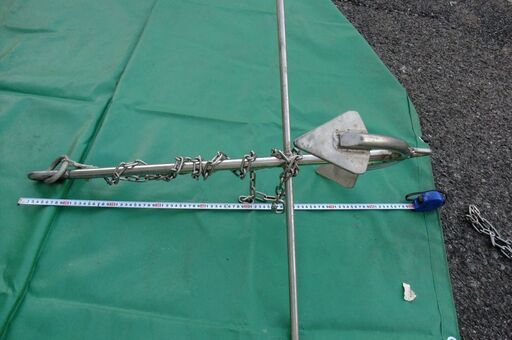 ステンレス　ボート　アンカー錨　７キロ　ステンレス鎖付　約７５ｃｍ