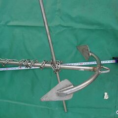 ステンレス　ボート　アンカー錨　７キロ　ステンレス鎖付　約７５ｃｍの画像