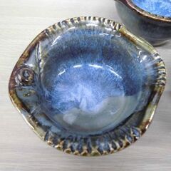 こぶし焼 小鉢 3個セット 初代 山岡三秋 こぶし窯 伝統工芸品 こぶし焼き 海鼠釉 こぶ志焼 北海道 苫小牧西店の画像