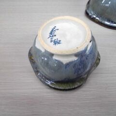 こぶし焼 小鉢 3個セット 初代 山岡三秋 こぶし窯 伝統工芸品 こぶし焼き 海鼠釉 こぶ志焼 北海道 苫小牧西店の画像