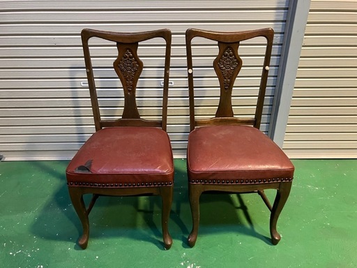 人気 MARUNI アンティークダイニングチェア2脚 ヴィンテージ マルニ