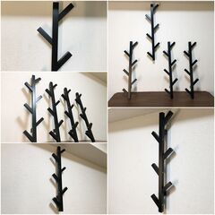 イケア TJUSIG ブラック 4本セット 天然杢無垢材 シンプルデザイン収納ラック ハンガーラック IKEA シューシグ 服吊り 完成品の画像