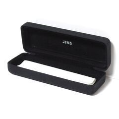 JINS 未使用 メガネケース ファブリック ブラック ハードケース メガネ拭き付の画像