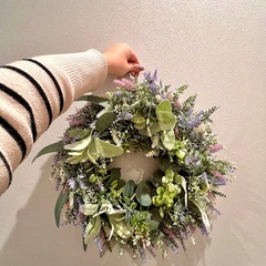 無料ラベンダー造花リースの画像
