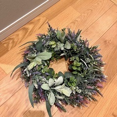 無料ラベンダー造花リースの画像