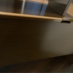 美品　木製デスク 台付き ブラウン シンプルデザインの画像