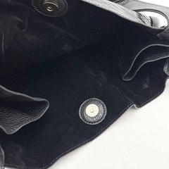 パイソン柄 黒レザートートバッグ 大きめサイズの画像