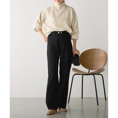 ナイスクラップ　ヤクタッチ ハイネックドロップショルダー ニット アイボリー セーター 長袖ニットの画像