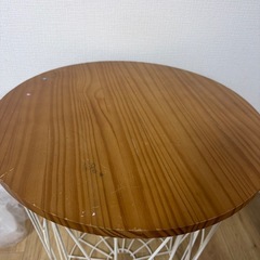 円形サイドテーブル 木製天板の画像