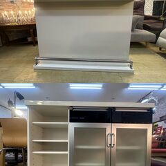 ニトリ バーカウンター パース2 横幅120cm 定価44900円 鏡面仕上げ 白 ホワイト 収納 カウンターテーブル★買取帝国 朝霞店の画像