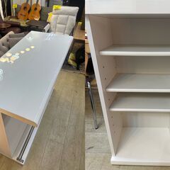 ニトリ バーカウンター パース2 横幅120cm 定価44900円 鏡面仕上げ 白 ホワイト 収納 カウンターテーブル★買取帝国 朝霞店の画像