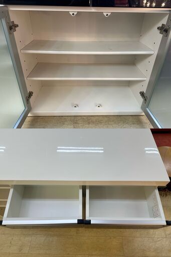 ニトリ バーカウンター パース2 横幅120cm 定価44900円 鏡面仕上げ 白 