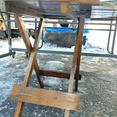 折りたたみ式 ガーデンテーブル 木製 円形 幅60cm 奥行き60cm 高さ55cm 折り畳み式 ラウンドテーブルの画像