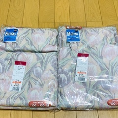 【新品】元値7,400円【日本製】チューリップ柄 100×130cm 2枚セット 高級品 半間用 Made in JAPAN ドレープカーテン 花柄 遮光 curtainの画像