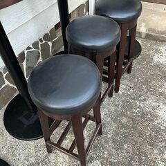 【お取引中】丸テーブル×4・スツール×3セット　カフェテーブルの画像