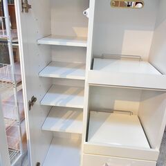 キッチンカウンター レンジボード レンジ台 コンセント2口付き 鏡面仕上げ 白 ホワイト 横幅70cm奥行44.5cm高さ120.5cm サンウッディ★買取帝国 志木店の画像