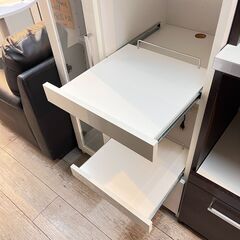 キッチンカウンター レンジボード レンジ台 コンセント2口付き 鏡面仕上げ 白 ホワイト 横幅70cm奥行44.5cm高さ120.5cm サンウッディ★買取帝国 志木店の画像