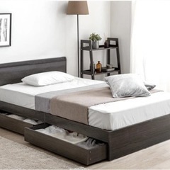 【タンスのゲン】収納付きシングルベッド　マットレス/スマホスタンド/USB/コンセント付き　の画像