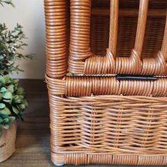 美品　ラタン　籐　ペットキャリーM　専用クッション付の画像