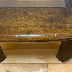 ローテーブル ガラス天板付 W約98cm D約57cm H約39cm 長机 座卓 ちゃぶ台の画像