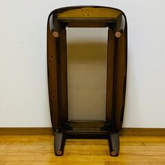 ローテーブル ガラス天板付 W約98cm D約57cm H約39cm 長机 座卓 ちゃぶ台の画像