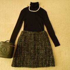 M'S GRACY　ツイード ブラック系 台形　ミニスカート。の画像