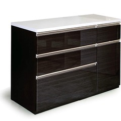 130cm オシャレ カウンター 黒 白  キッチン収納の画像