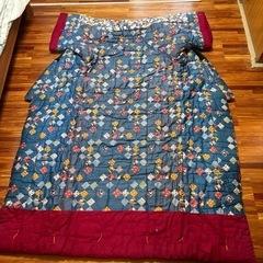 かいまき布団② 超ロングはんてん　青色の画像