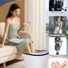 フットバス 足湯 バケツ 深め 保温・加熱機能 温度調節可能 タイマー 滅菌 シャワー機能 24個の電動もみ玉 隠し電源収納 隠し排水口 取っ手付き キャスター付き 蓋付き 日本語取扱説明書の画像